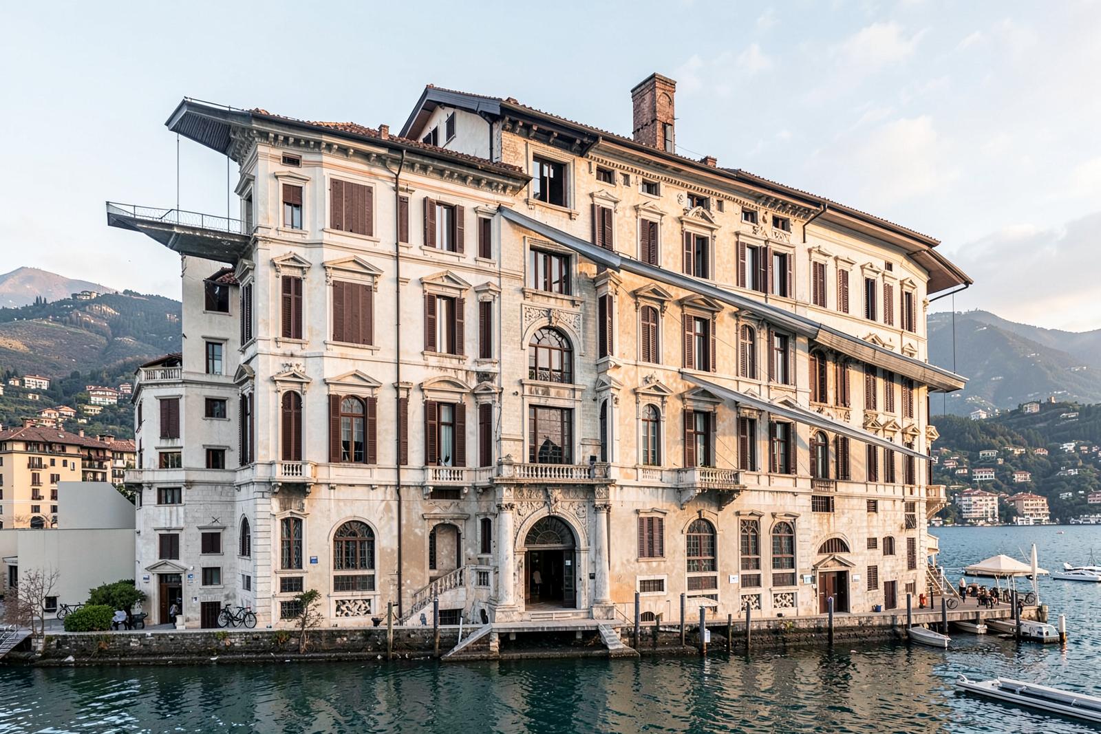 Historic Italian lakeside palazzo façade