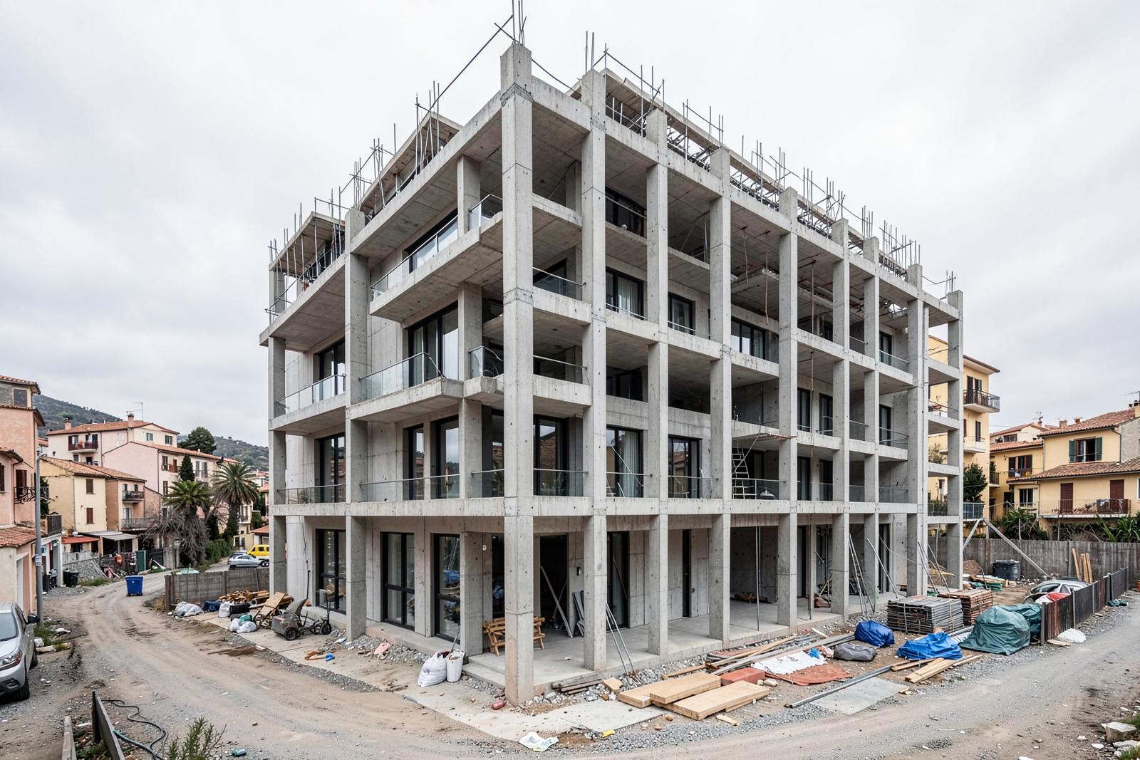 Concrete frame of an apartment building under construction